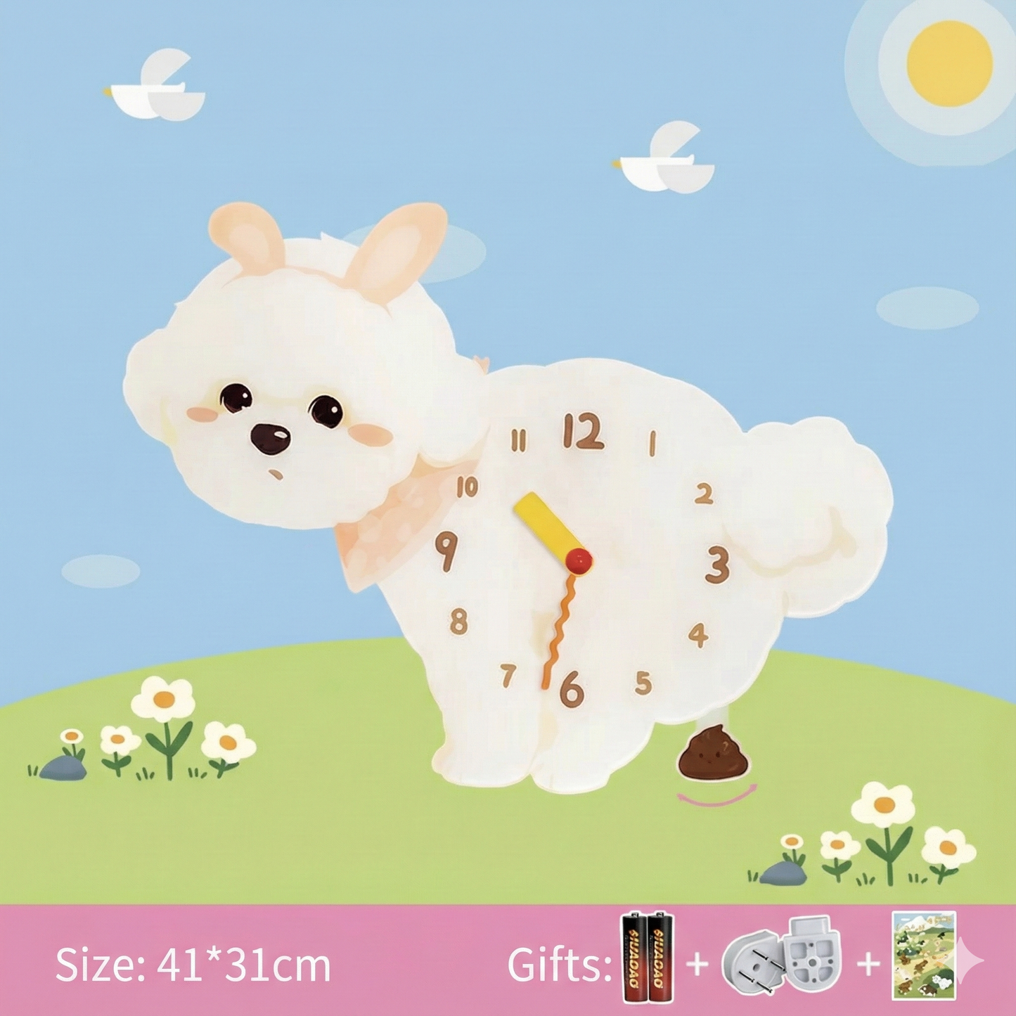 Whimsical Popping Puppy Wall Clock - 3D Cute Home Decor