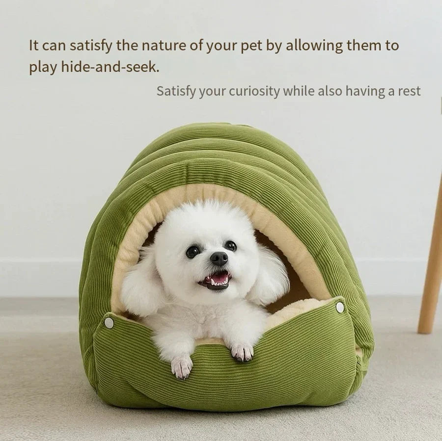 Cozy Cave Pet Bed with Washable Cover - Secure Hideaway