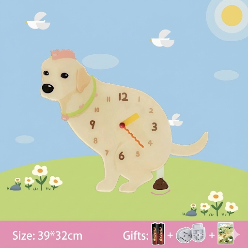Whimsical Popping Puppy Wall Clock - 3D Cute Home Decor