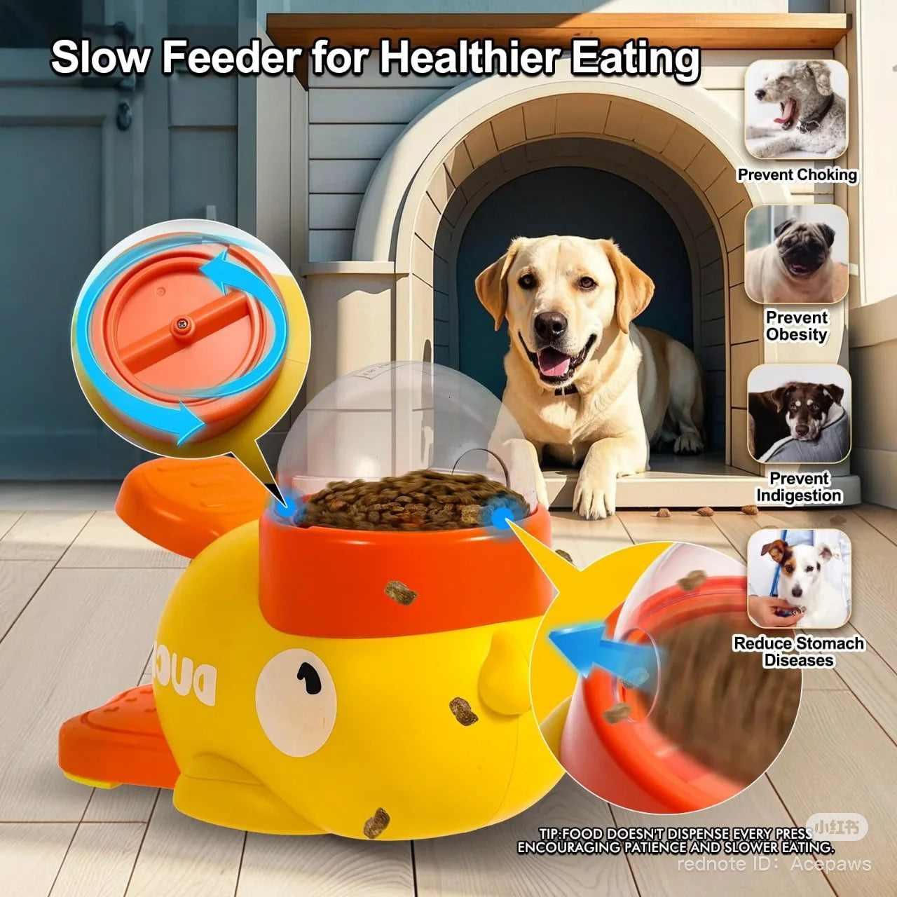 Interactive Duck Design Pet Feeder - Slow Food Dispenser