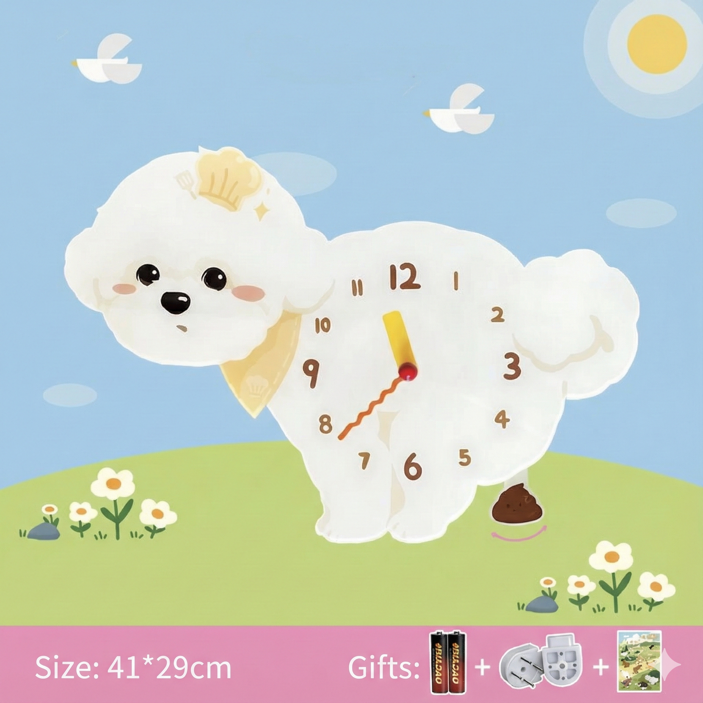 Whimsical Popping Puppy Wall Clock - 3D Cute Home Decor