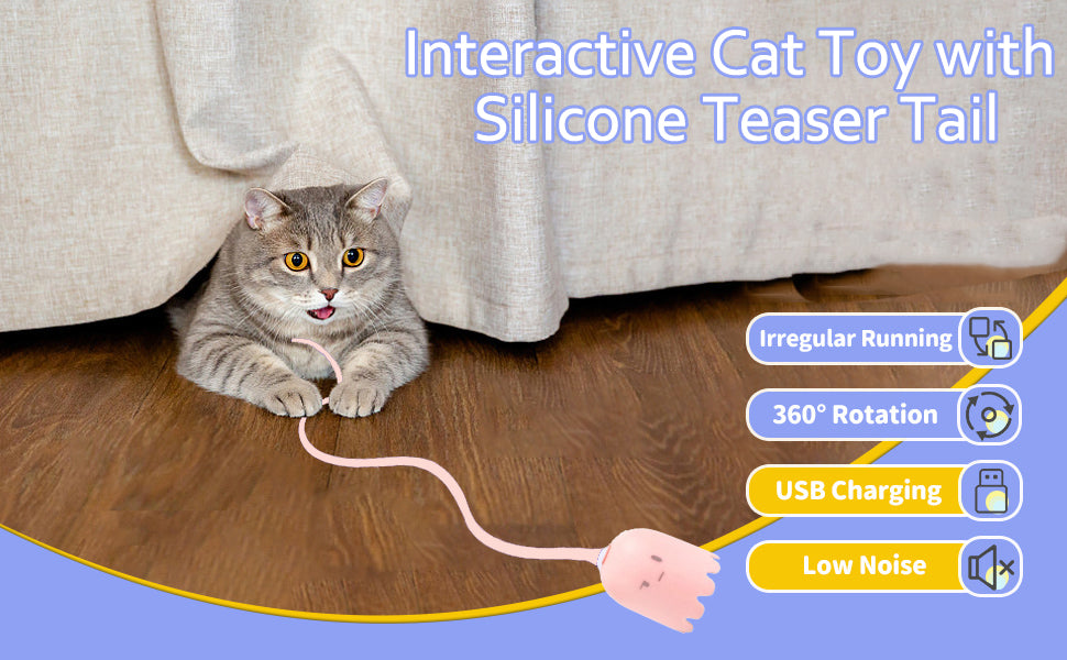 Cat Wand Toy Automatic Silicone Tail Teaser