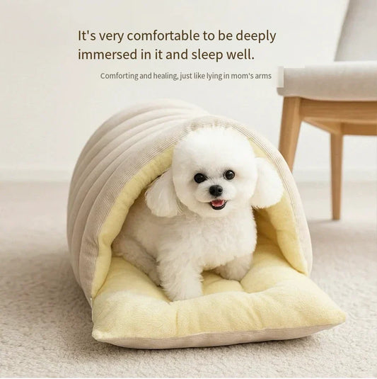 Cozy Cave Pet Bed with Washable Cover - Secure Hideaway