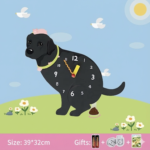 Whimsical Popping Puppy Wall Clock - 3D Cute Home Decor