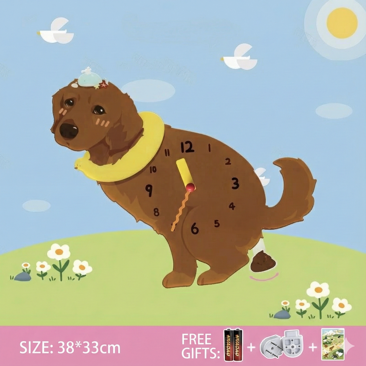 Whimsical Popping Puppy Wall Clock - 3D Cute Home Decor