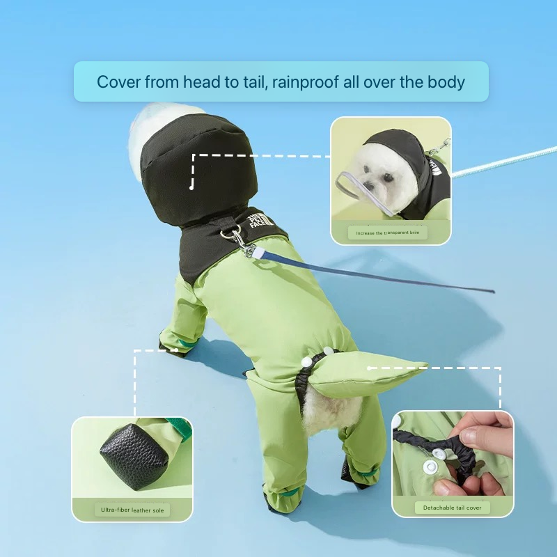 Waterproof Dog Raincoat with Hood - Stylish Wet Weather Gear