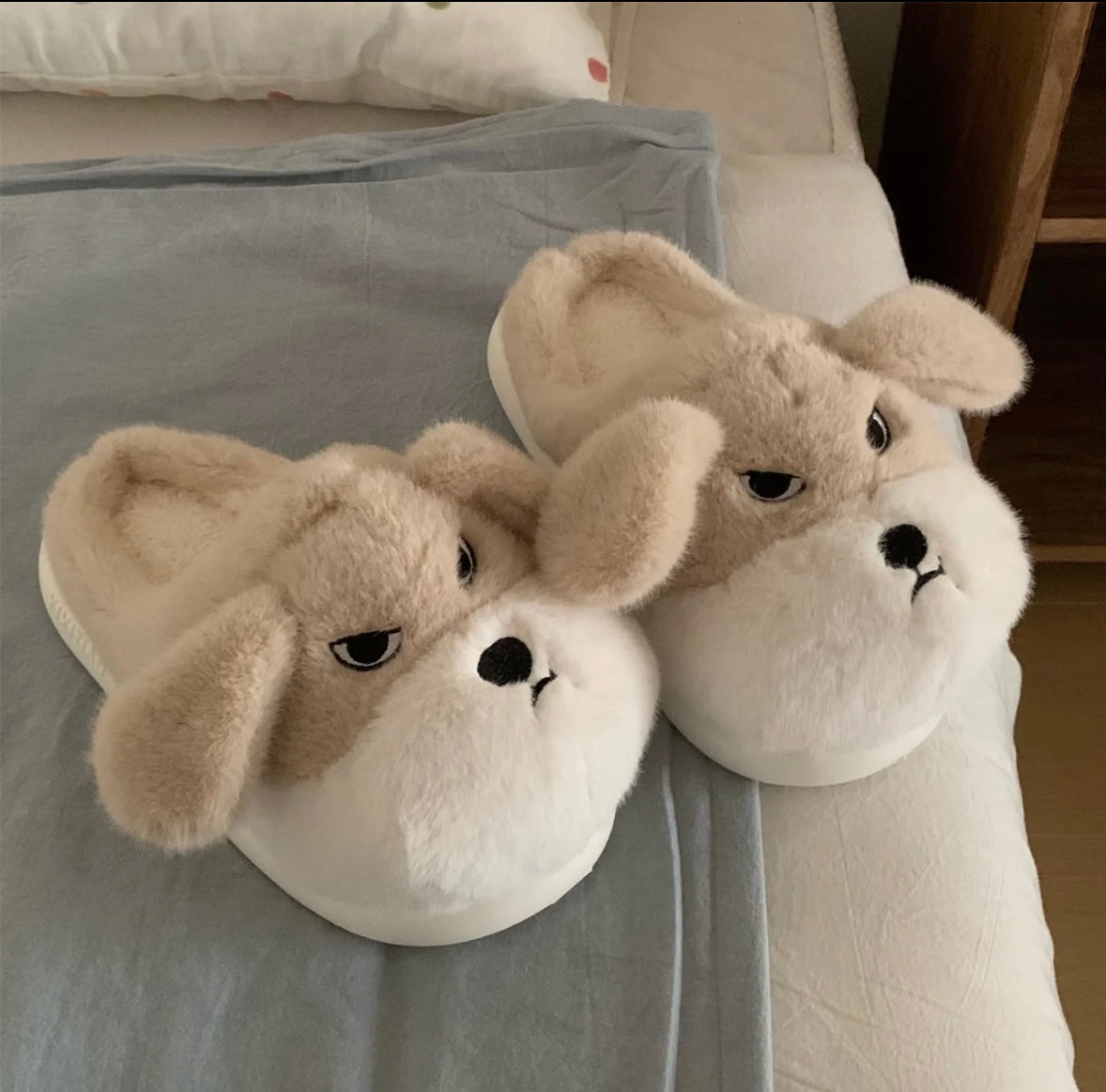 Cute Plush Puppy Slippers