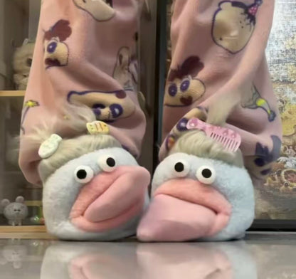 Big Mouth Monster Plush Slippers – Fuzzy Winter House Slippers