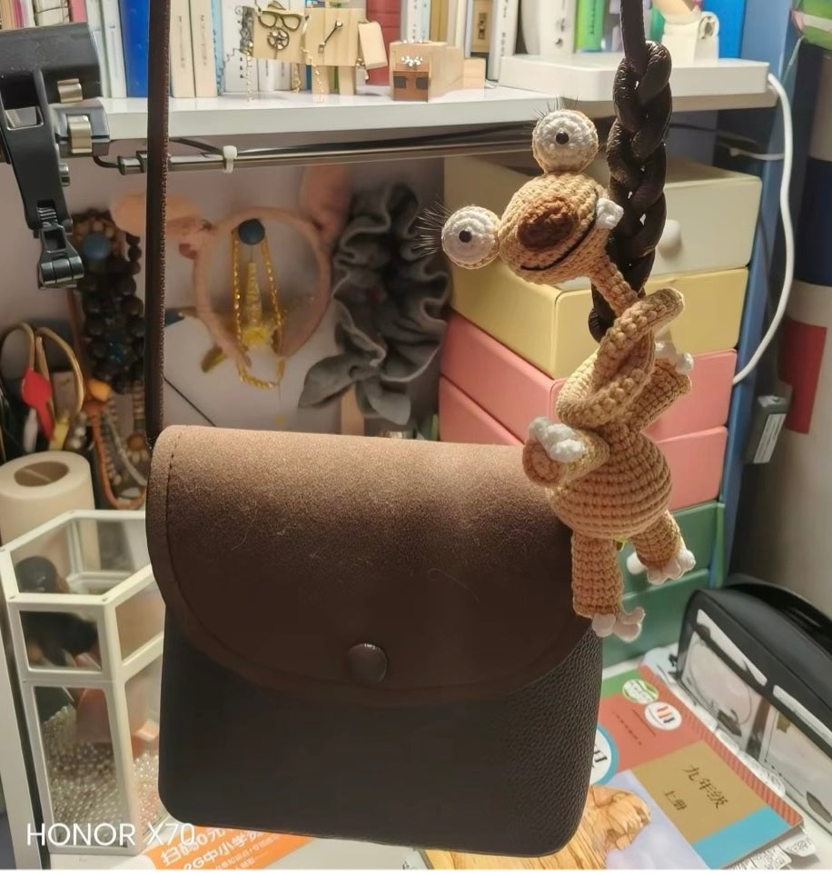 Long-necked Sloth Squirrel Pendant Crochet Yarn DIY Material Kit Crochet Gift