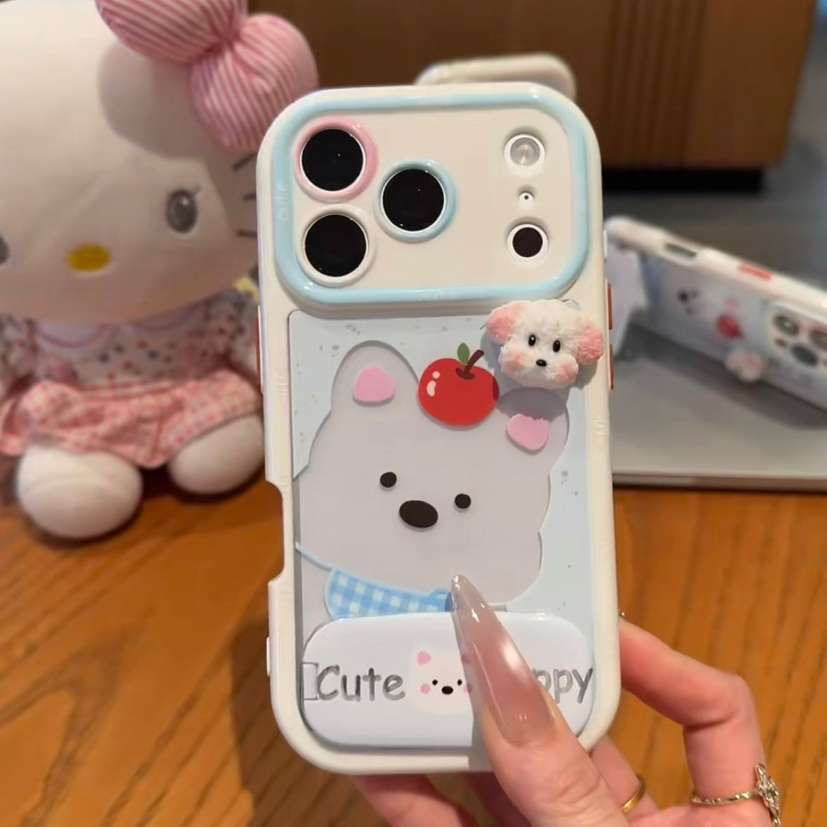 Cute cherry bear puppy iPhone stand Case