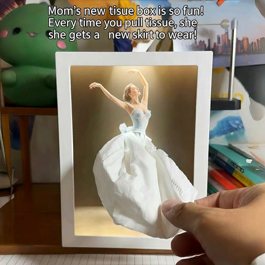 3D Ballerina Tissue Box - Dancing Girl Dress Changes with Every Tissue Pull
