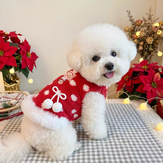 Handmade Red Polka Dot Christmas Dog Sweater