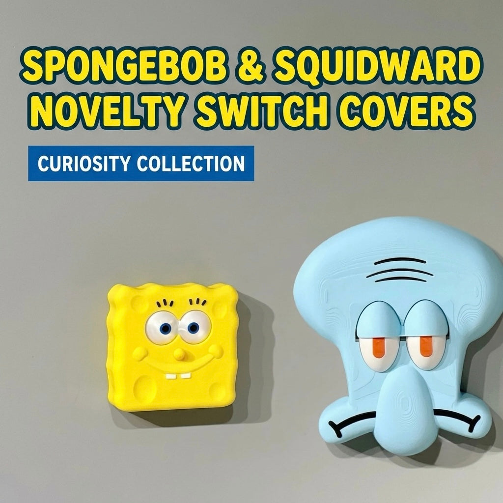 Interactive 3D Cartoon Light Switch Cover | Playful Yellow Sponge & Blue Character Wall Decor