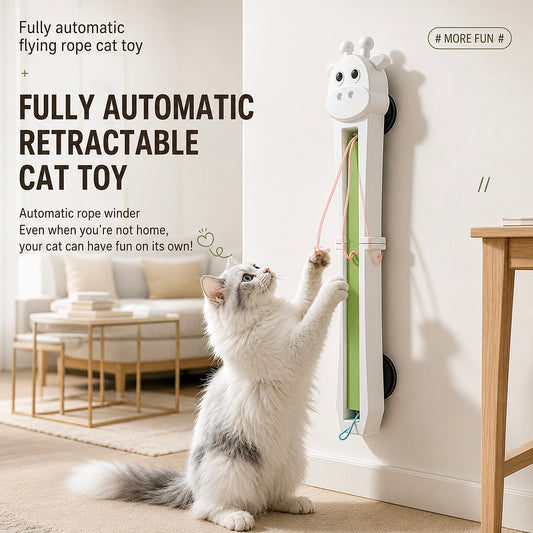 Automatic Retractable Cat Toy | Interactive Wall-Mounted Rope Toy for Cats