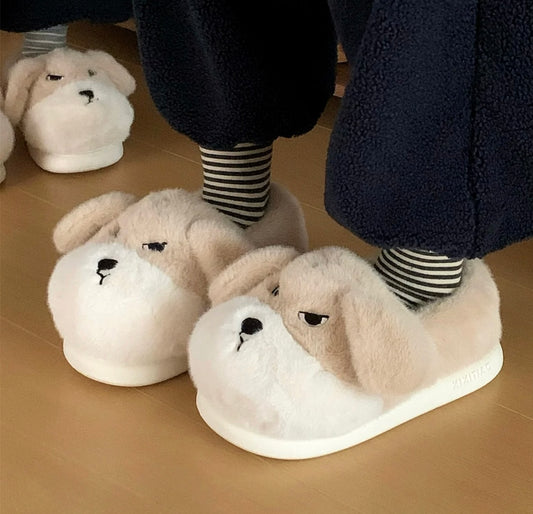 Cute Plush Puppy Slippers