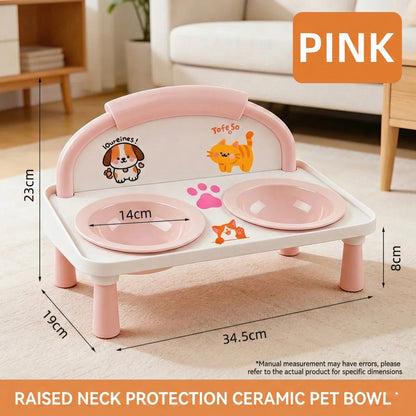 Elevated Double Pet Bowl for Cats & Dogs – Raised Stainless Steel Food & Water Feeder Stand