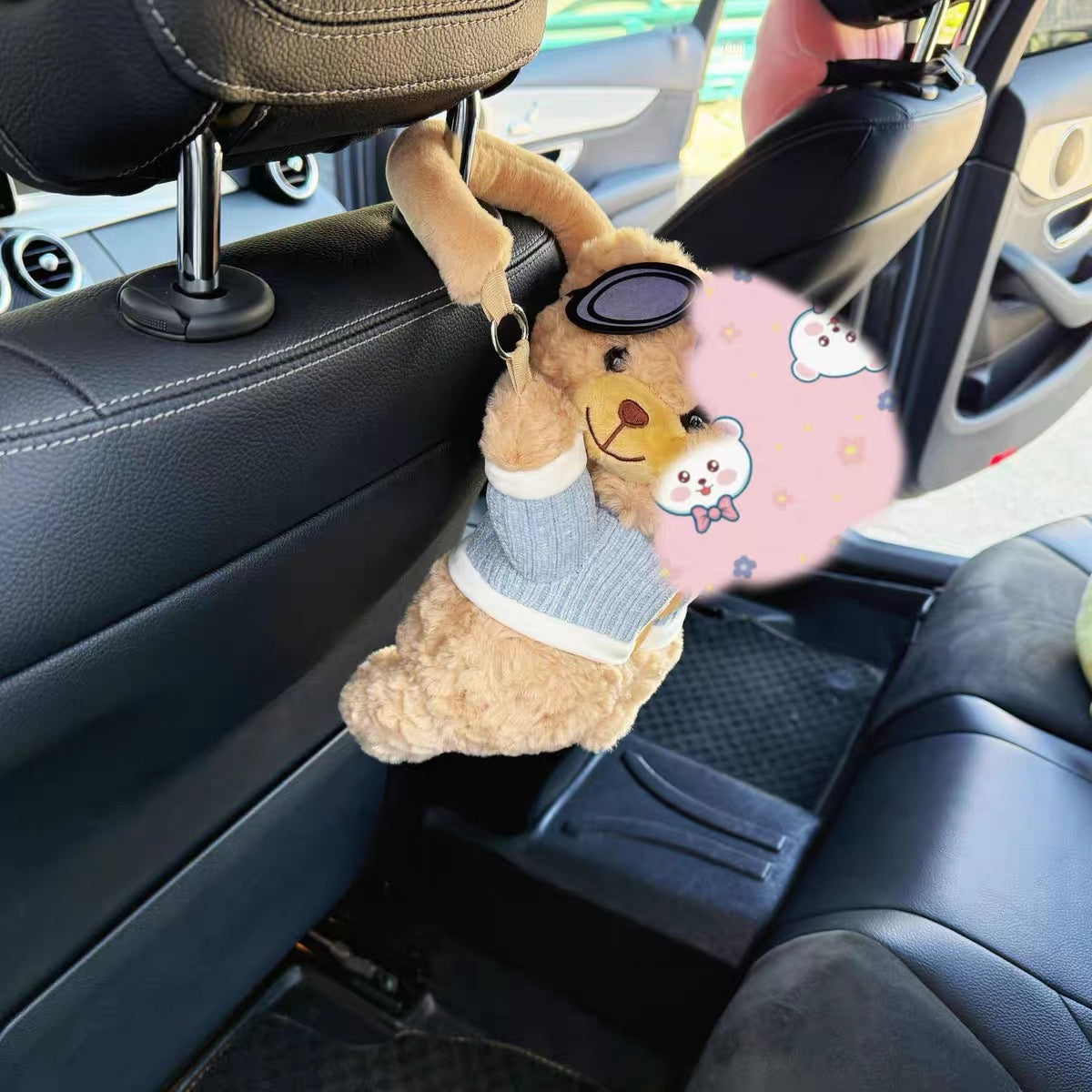 Cute Teddy Bear Car Armrest Tissue Box and Organizer