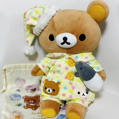 Cute Brown Bear Plush Toy with Pajamas – Soft Huggable Gift
