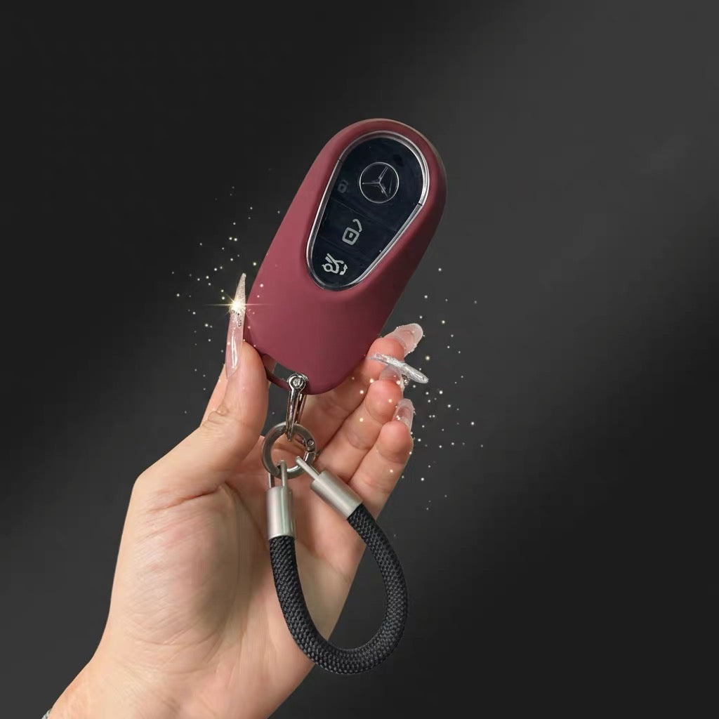 Soft Car Key Cover with Matching Finger Ring for Mercedes-Benz