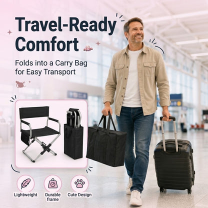 Cutier Premium Portable Folding Chair – Flat-Fold Aluminum Director Chair with Carry Bag