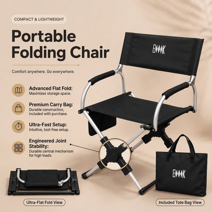 Cutier Premium Portable Folding Chair – Flat-Fold Aluminum Director Chair with Carry Bag