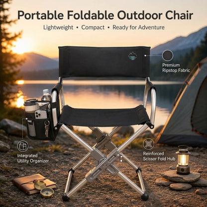 Cutier Premium Portable Folding Chair – Flat-Fold Aluminum Director Chair with Carry Bag