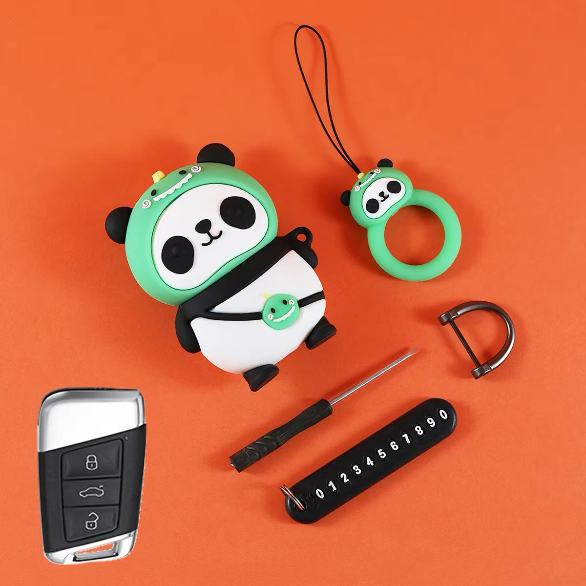 Dino Panda car keychain