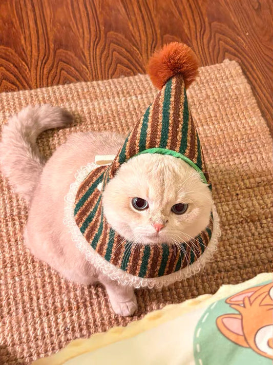 Christmas hat cat head set