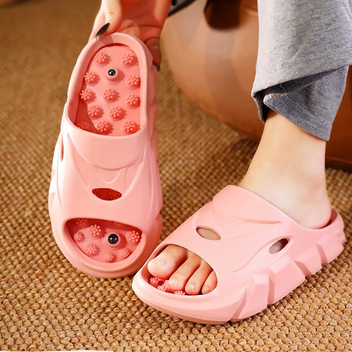 Acupressure plate foot massage slippers
