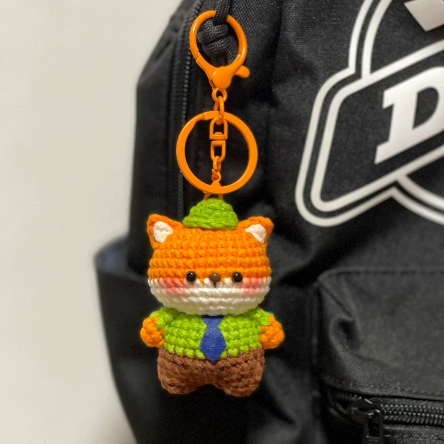 Crocheted Rabbit Policeman Doll Pendant Yarn Knitting Kit Fox Keychain Creative Gift set (2 in 1)
