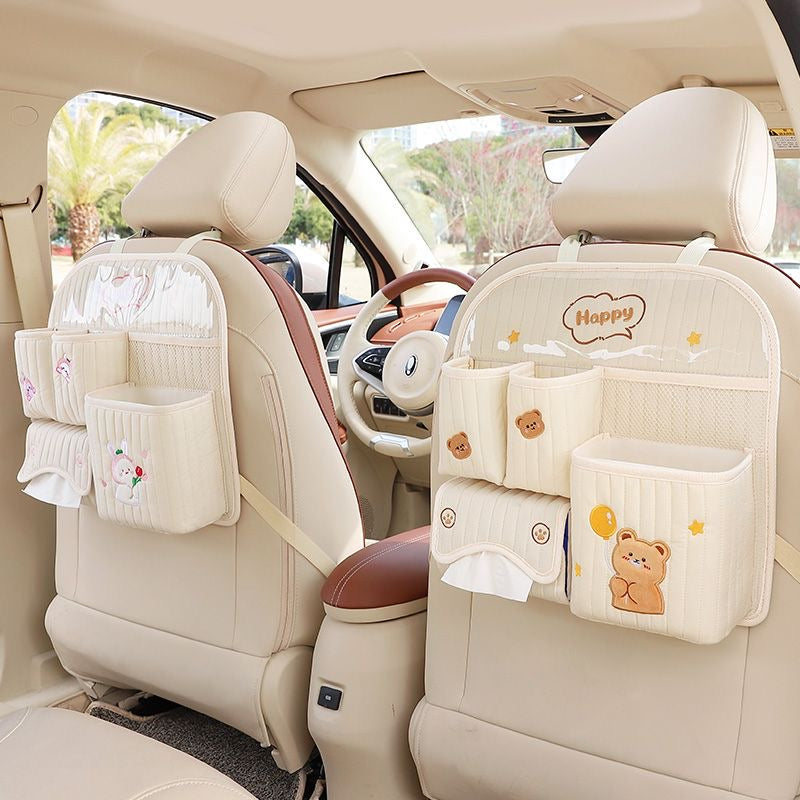 Kawaii Bear & Bunny Multifunctional Car Backseat Organizer & Tissue Holder