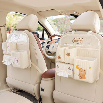 Kawaii Bear & Bunny Multifunctional Car Backseat Organizer & Tissue Holder