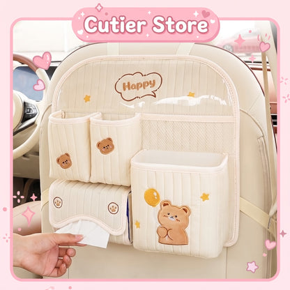 Kawaii Bear & Bunny Multifunctional Car Backseat Organizer & Tissue Holder