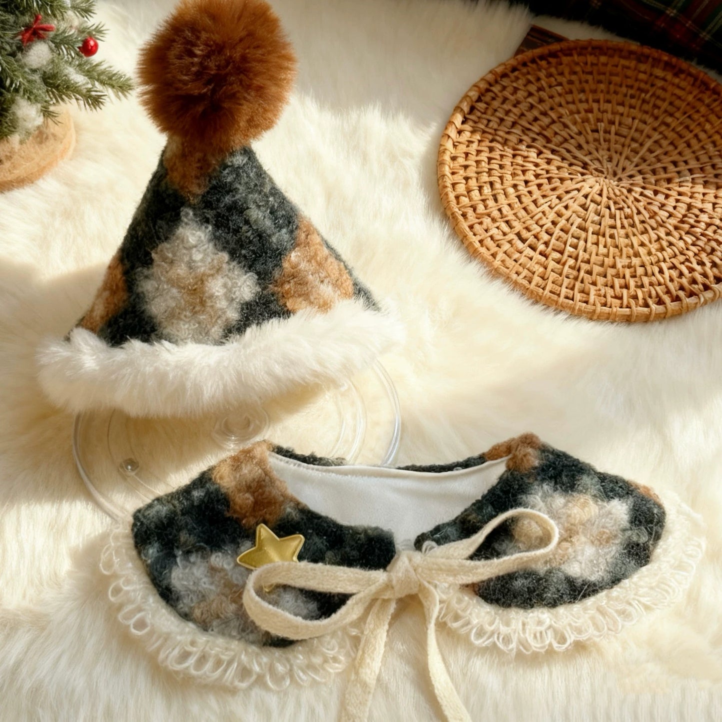 Cat Christmas Hat Set Outfit