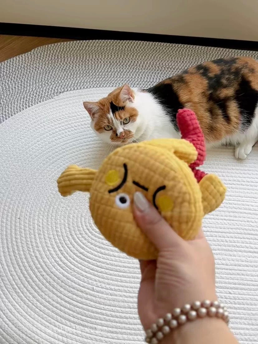 Waffle Sound Plush Cat Toy – Washable, Bite-Resistant, Interactive Self-Play Toy for Cats & Dogs