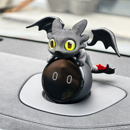 Adorable 3D Printed Black Dragon Car Dashboard Accessory