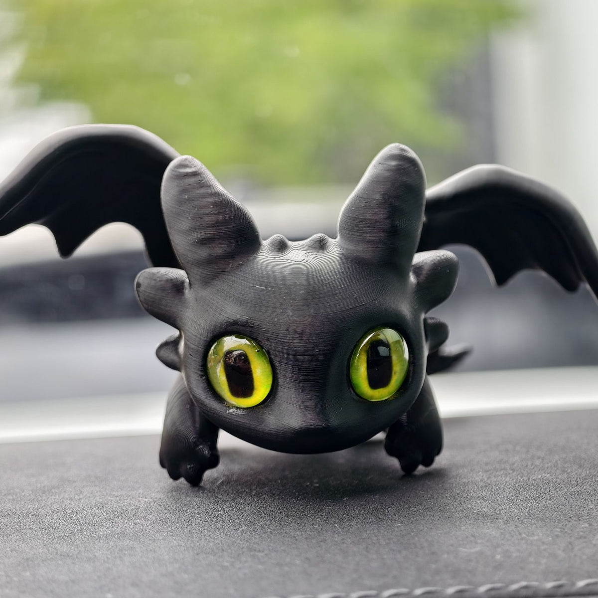 Adorable 3D Printed Black Dragon Car Dashboard Accessory