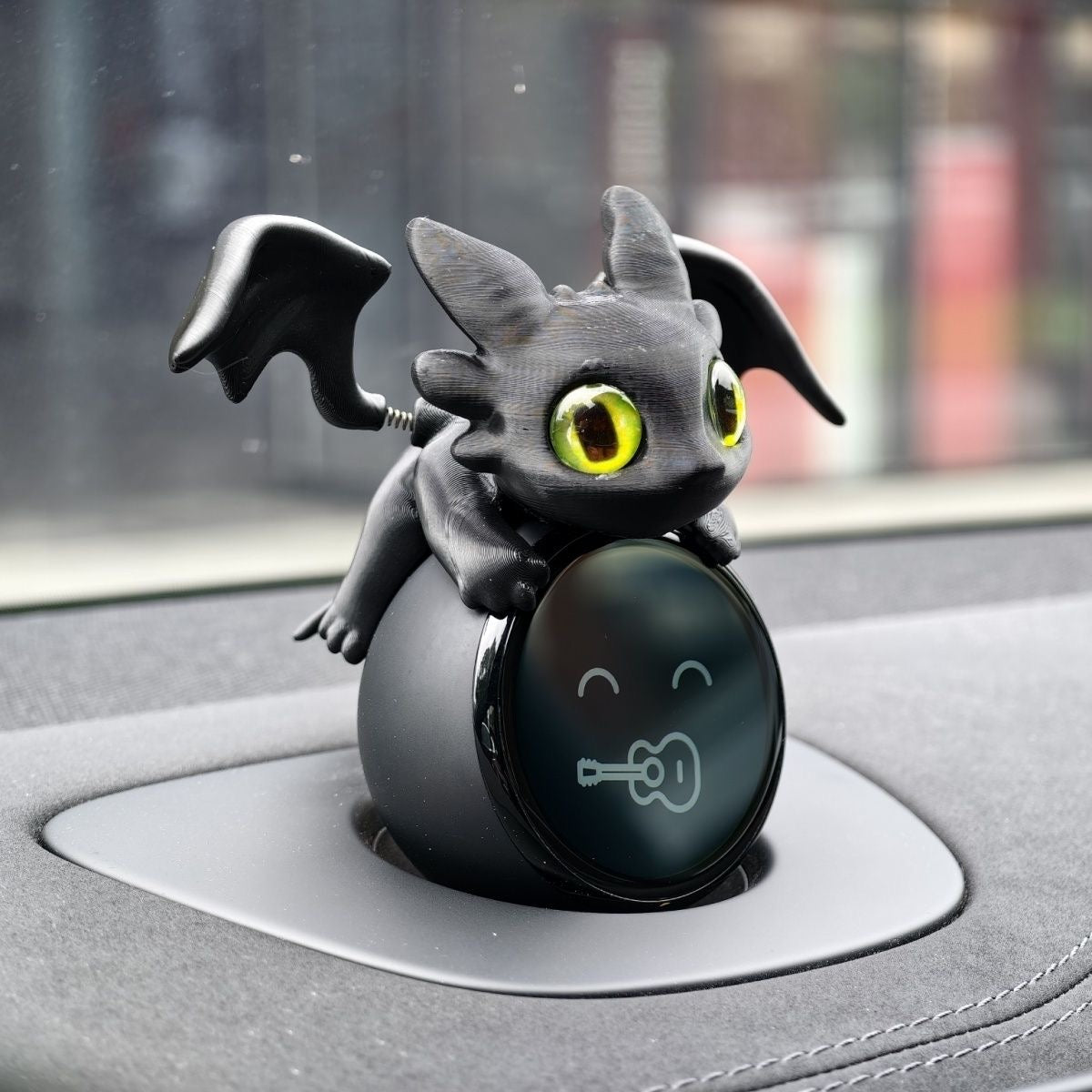 Adorable 3D Printed Black Dragon Car Dashboard Accessory