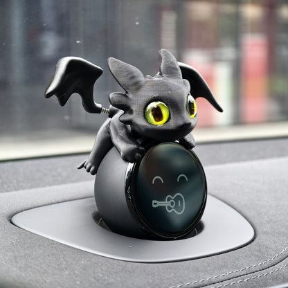 Adorable 3D Printed Black Dragon Car Dashboard Accessory