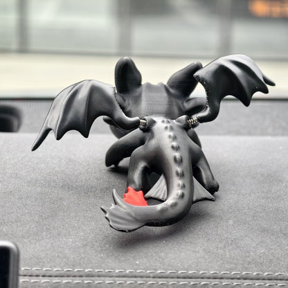 Adorable 3D Printed Black Dragon Car Dashboard Accessory