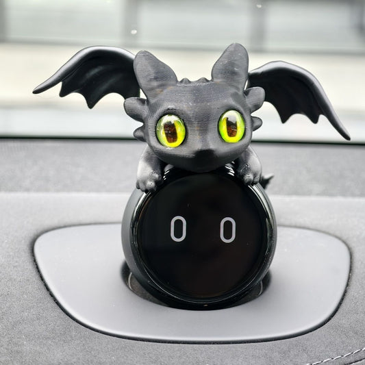Adorable 3D Printed Black Dragon Car Dashboard Accessory