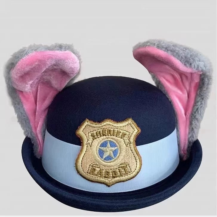 Rabbit police officer cute cat hat Christmas cos hat pet dress up funny cat dog hat zootopia 2