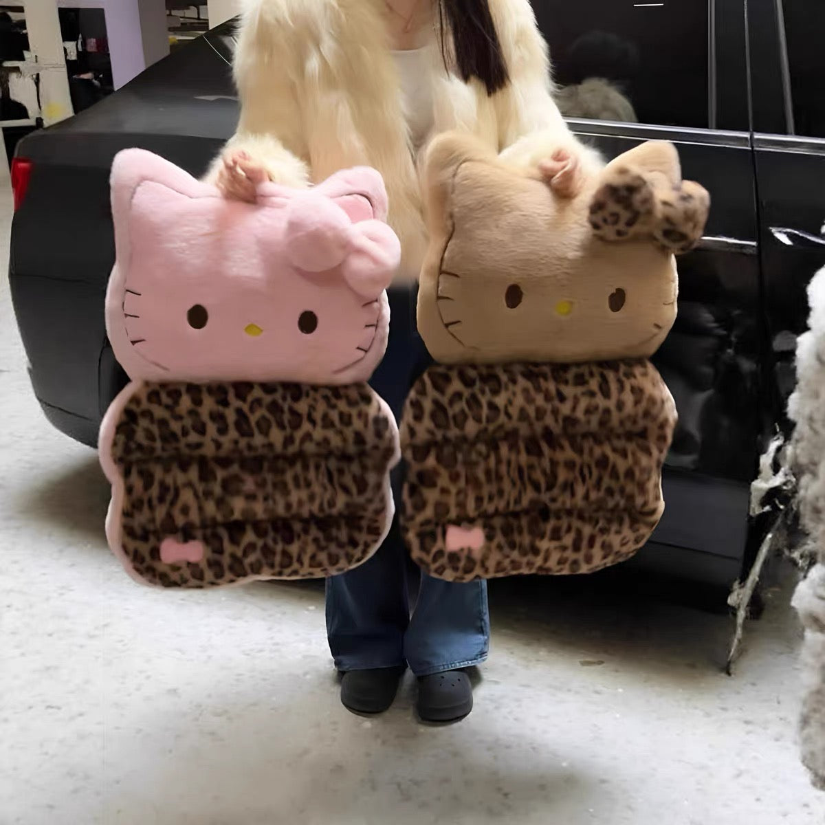 Faux Soft Leopard Pink Front seat