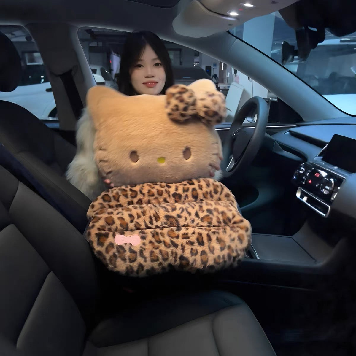 Faux Soft Leopard Pink Front seat