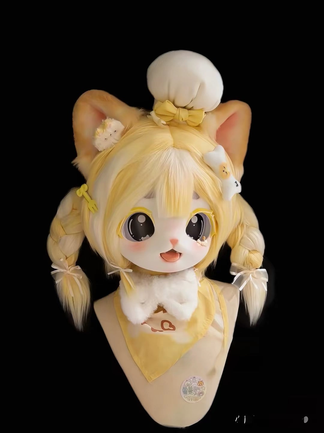 Handmade Kemono Kigurumi Cat Mask – Full Head Furry Cosplay Mask with Wig & Ears
