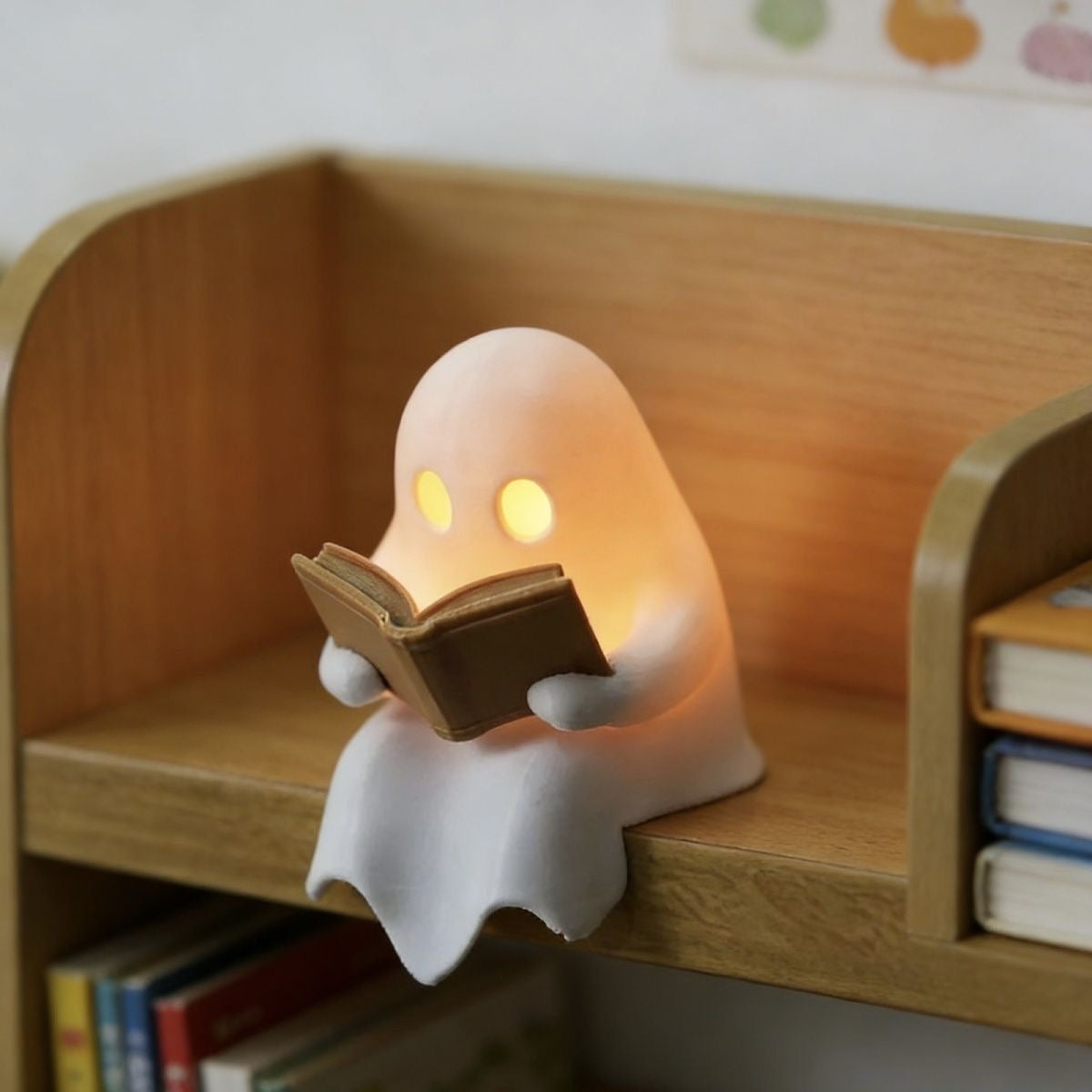 Ghost bookshelf night light library decor gift