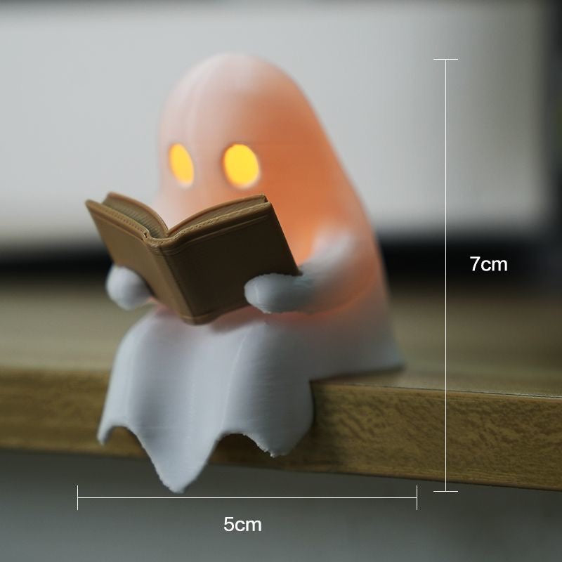 Ghost bookshelf night light library decor gift