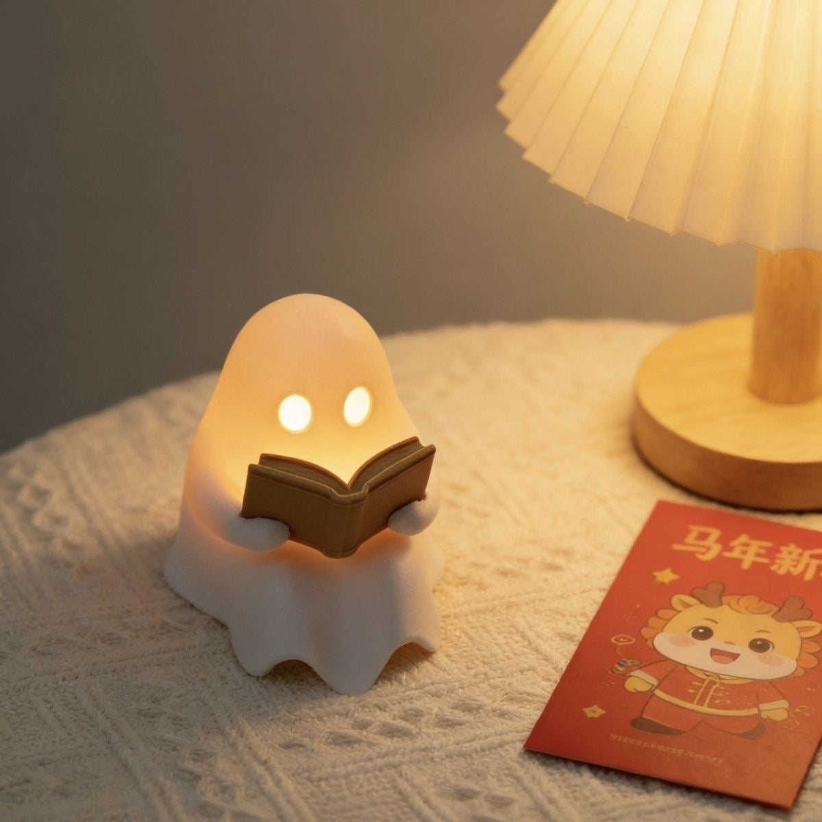Ghost bookshelf night light library decor gift