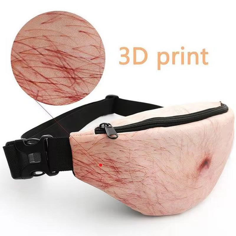 Funny 3D Belly Waist Bag – Anti-Theft Human Belly Fanny Pack for Pranks & Gifts | Realistic 3D Print Design