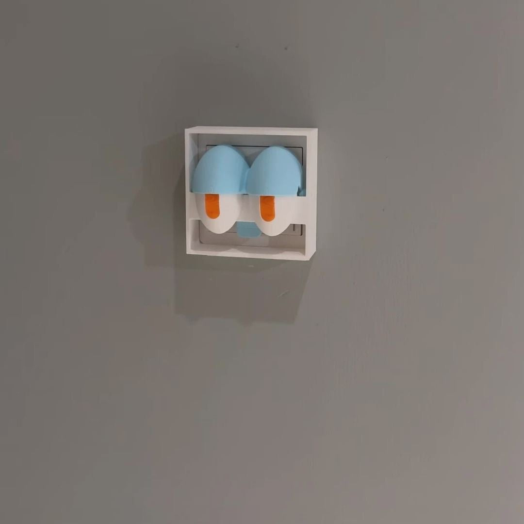 Interactive 3D Cartoon Light Switch Cover | Playful Yellow Sponge & Blue Character Wall Decor